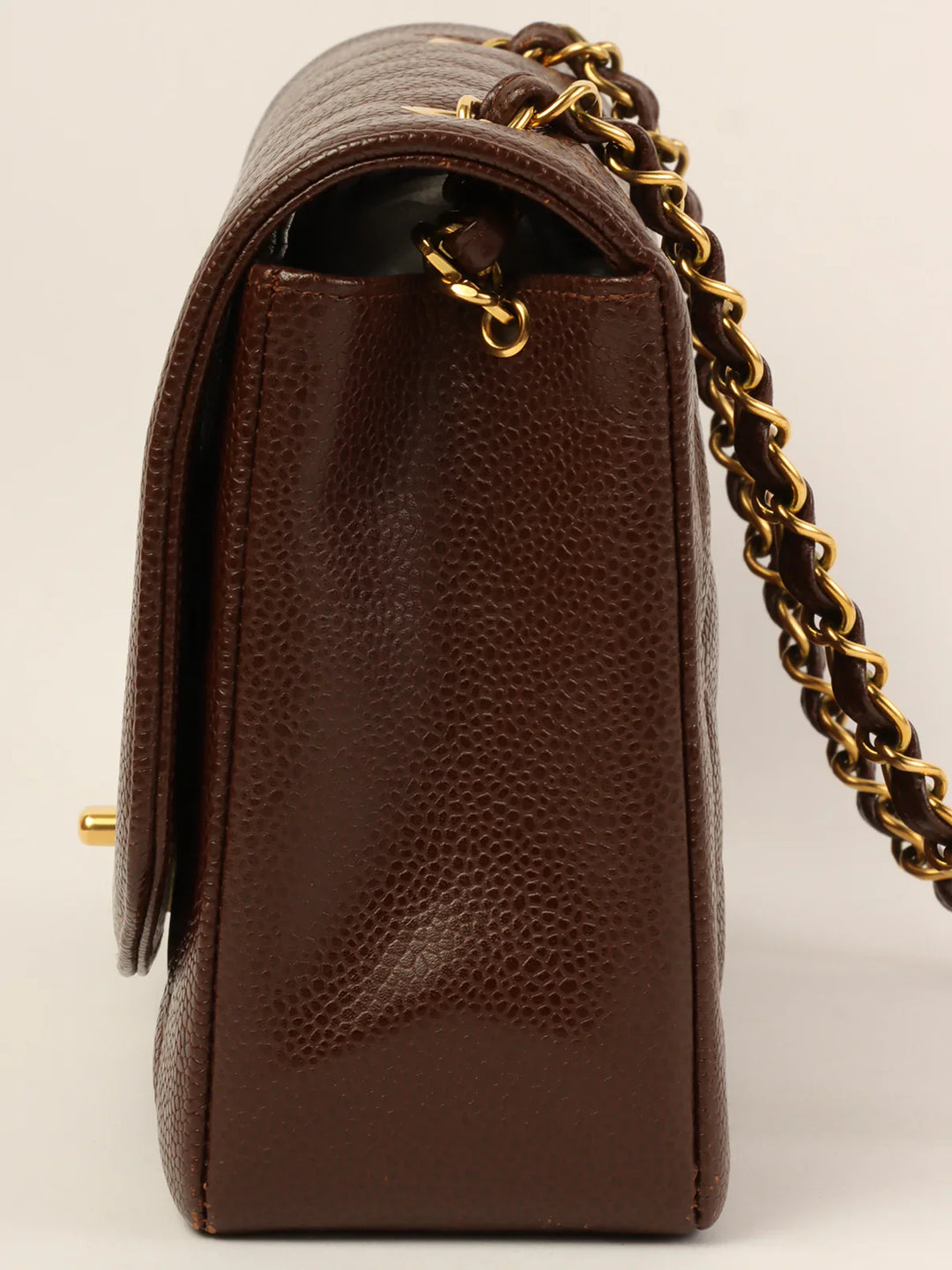 Chanel Around 1995 Made Caviar Skin Diana New Chain Bag 25Cm Brown