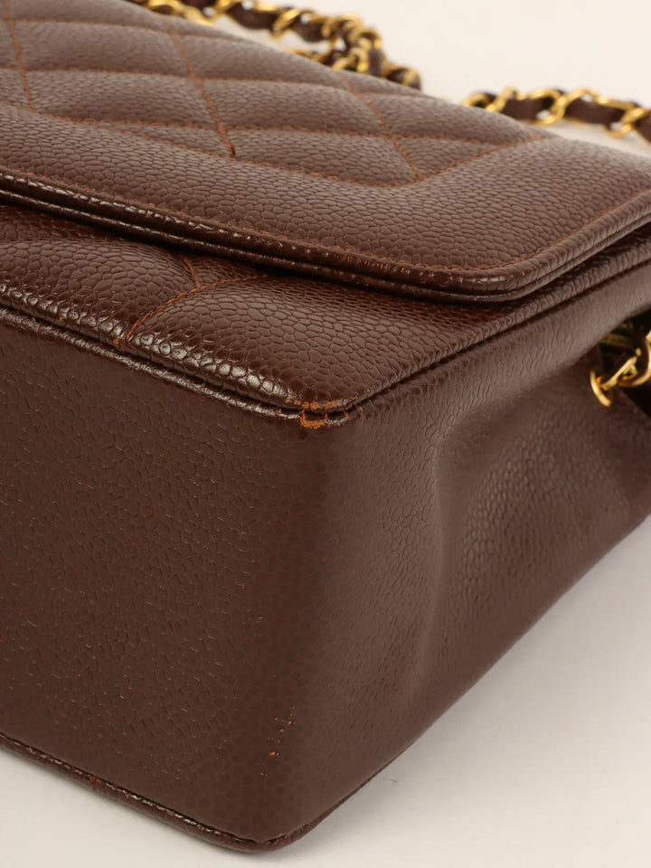 Chanel Around 1995 Made Caviar Skin Diana New Chain Bag 25Cm Brown