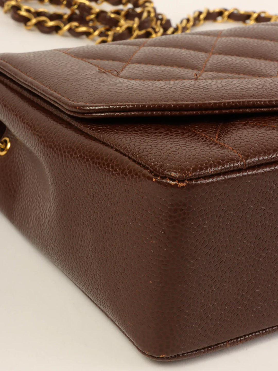 Chanel Around 1995 Made Caviar Skin Diana New Chain Bag 25Cm Brown