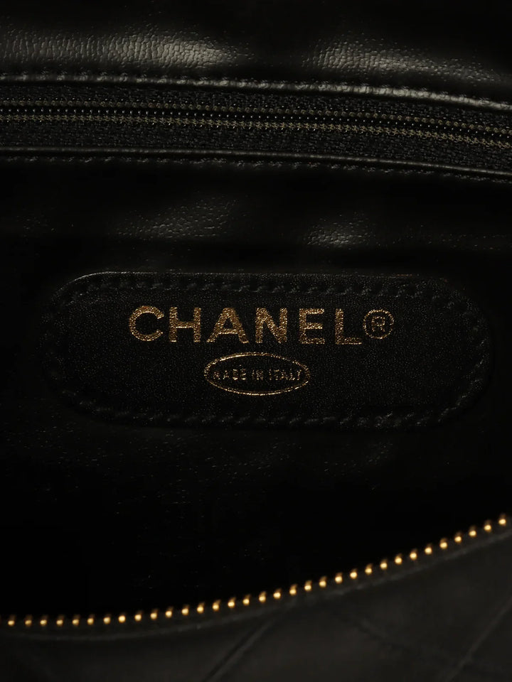 Chanel Around 1992 Made Bicolore Stitch Cc Mark Charm 2Way Boston Bag Black