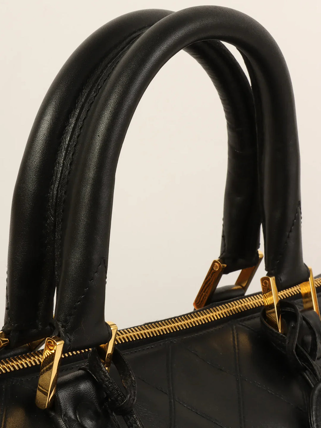 Chanel Around 1992 Made Bicolore Stitch Cc Mark Charm 2Way Boston Bag Black
