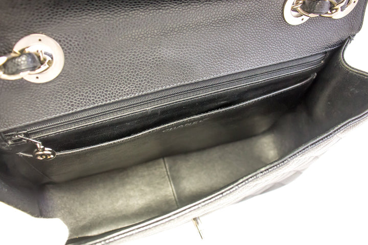 Top Quality Chanel Classic Large 11" Chain Shoulder Bag Black Grained Calfskin