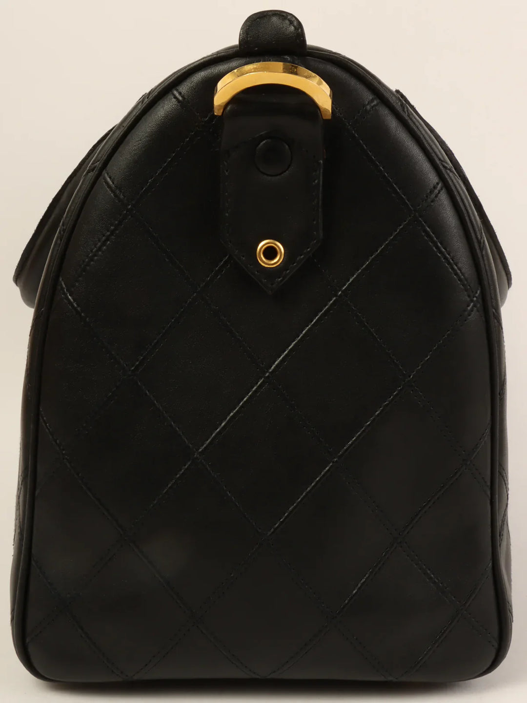 Chanel Around 1992 Made Bicolore Stitch Cc Mark Charm 2Way Boston Bag Black