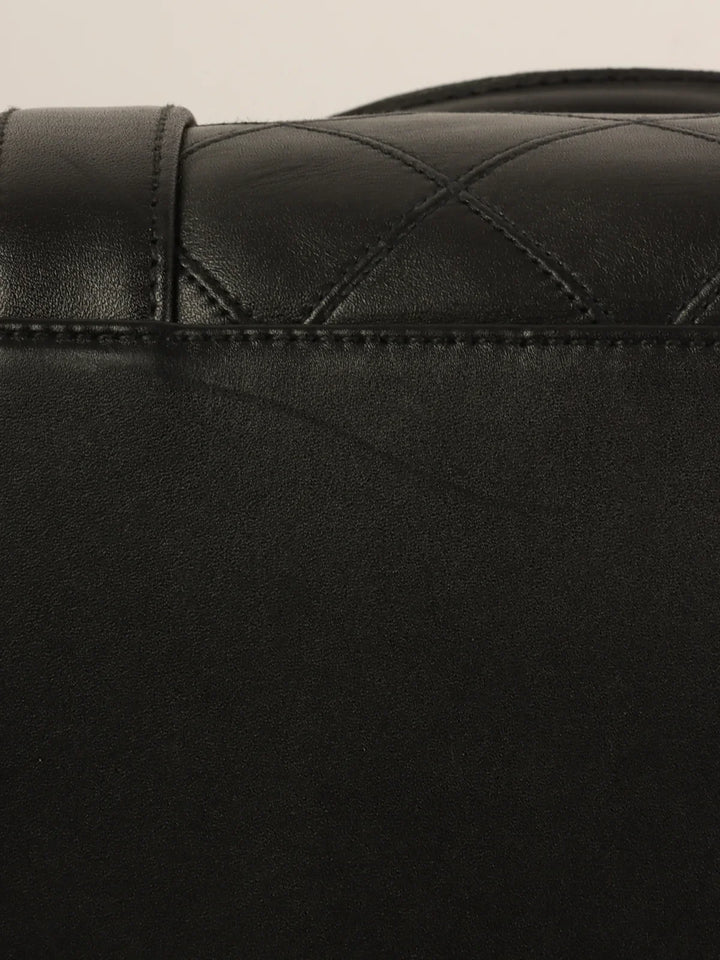 Chanel Around 1992 Made Bicolore Stitch Cc Mark Charm 2Way Boston Bag Black