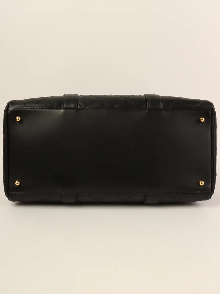 Chanel Around 1992 Made Bicolore Stitch Cc Mark Charm 2Way Boston Bag Black