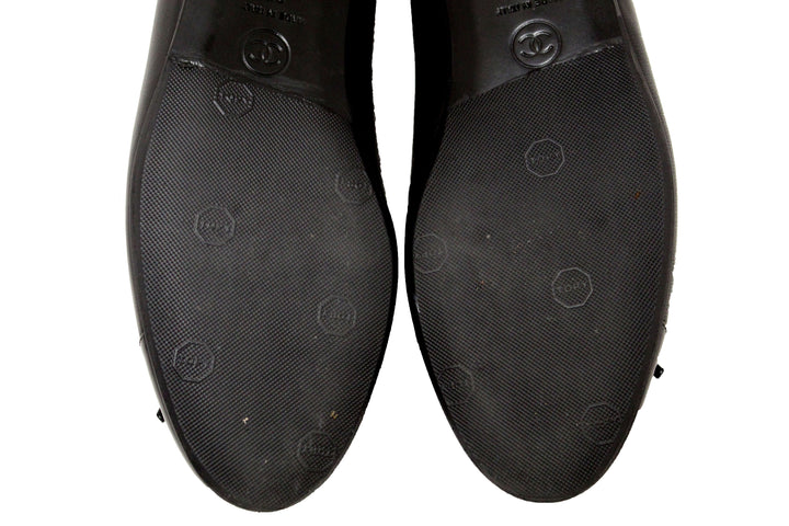 Top Quality Chanel Black Lambskin & Patent Calfskin Ballet Flats Size 37