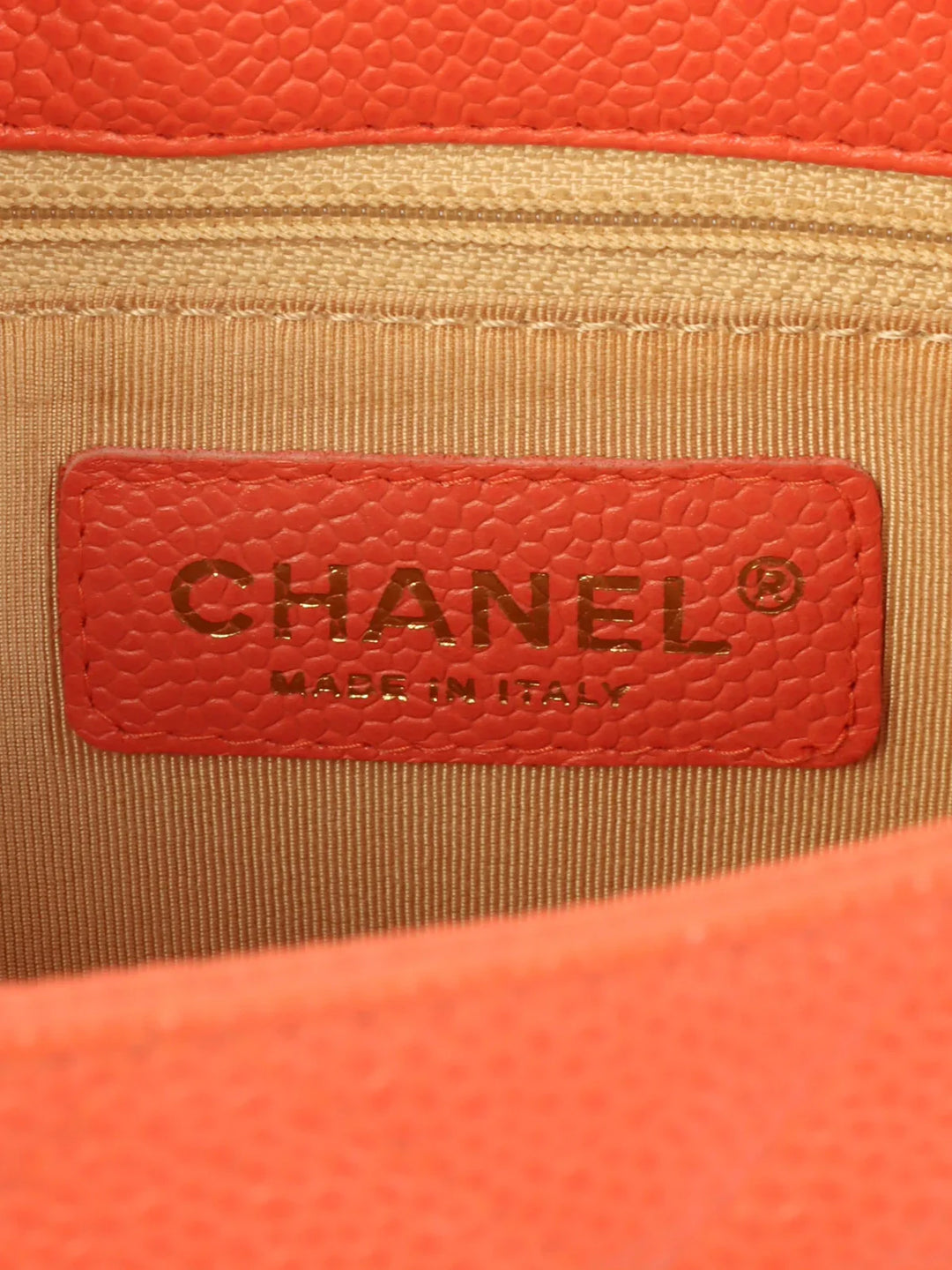 Chanel Around 2003 Made Caviar Skin Cc Mark Stitch Chain Tote Bag Coral Pink