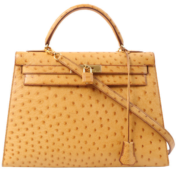 Top quality Hermes 1993 Made Ostrich Kelly Bag 32Cm Chestnut