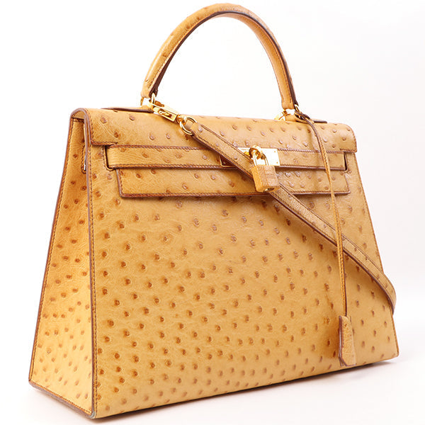 Top quality Hermes 1993 Made Ostrich Kelly Bag 32Cm Chestnut