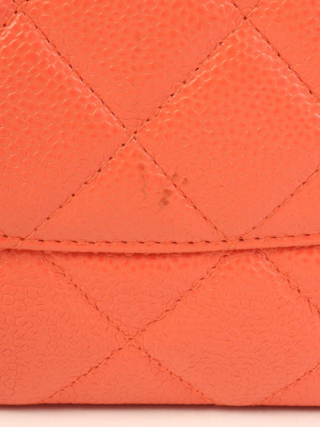 Chanel Around 2003 Made Caviar Skin Cc Mark Stitch Chain Tote Bag Coral Pink