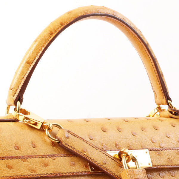 Top quality Hermes 1993 Made Ostrich Kelly Bag 32Cm Chestnut