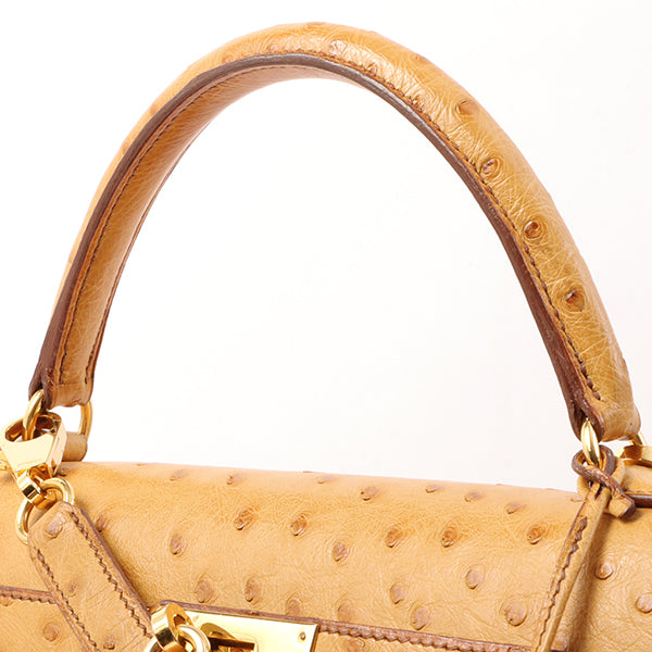 Top quality Hermes 1993 Made Ostrich Kelly Bag 32Cm Chestnut