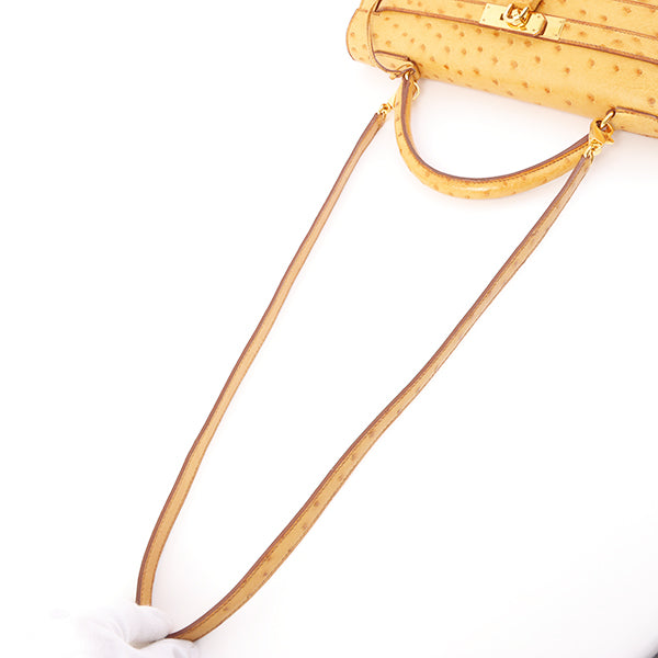 Top quality Hermes 1993 Made Ostrich Kelly Bag 32Cm Chestnut