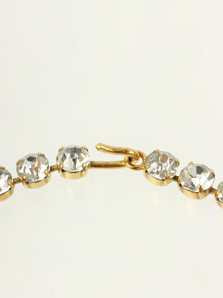 Chanel 1995 Made Rhinestone Cc Mark Swing Necklace Gold