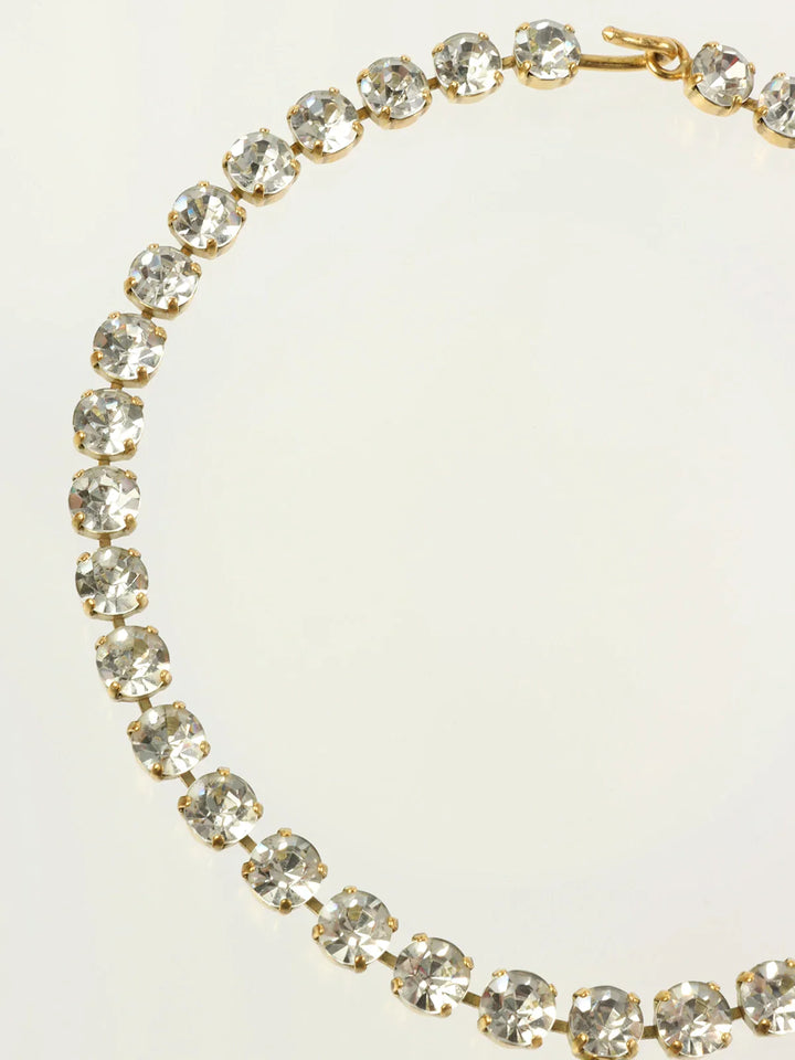 Chanel 1995 Made Rhinestone Cc Mark Swing Necklace Gold