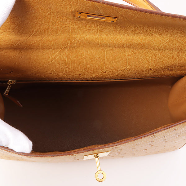 Top quality Hermes 1993 Made Ostrich Kelly Bag 32Cm Chestnut
