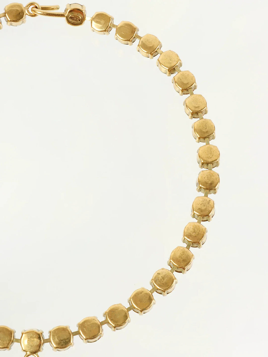 Chanel 1995 Made Rhinestone Cc Mark Swing Necklace Gold