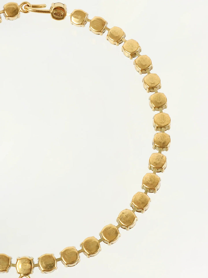 Chanel 1995 Made Rhinestone Cc Mark Swing Necklace Gold