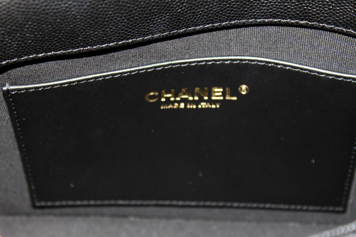 Top Quality Chanel Black Quilted Caviar Leather Camellia Chain Around Flap Shoulder Bag