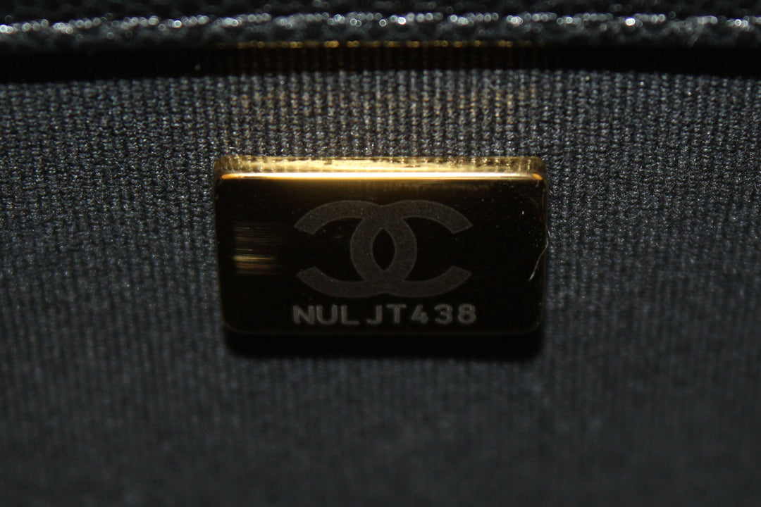 Top Quality Chanel Black Quilted Caviar Leather Camellia Chain Around Flap Shoulder Bag