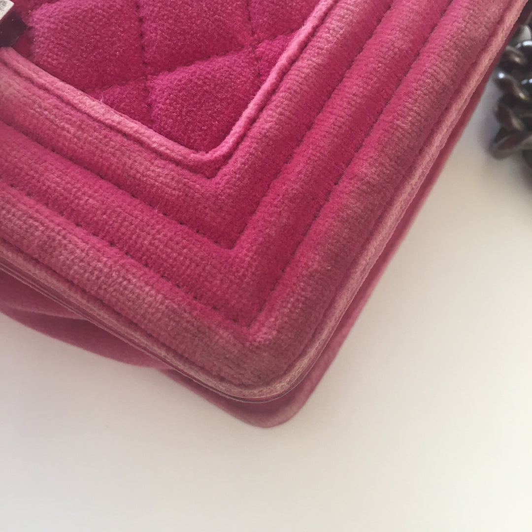 Chanel Boy Shoulder Bag in Pink Velvet