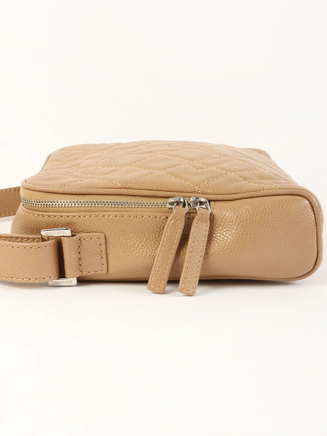 Chanel Around 2007 Made Caviar Skin Cc Mark Stitch Shoulder Bag Beige