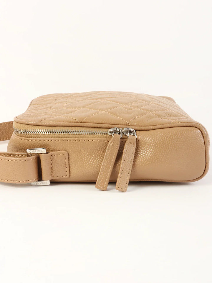 Chanel Around 2007 Made Caviar Skin Cc Mark Stitch Shoulder Bag Beige