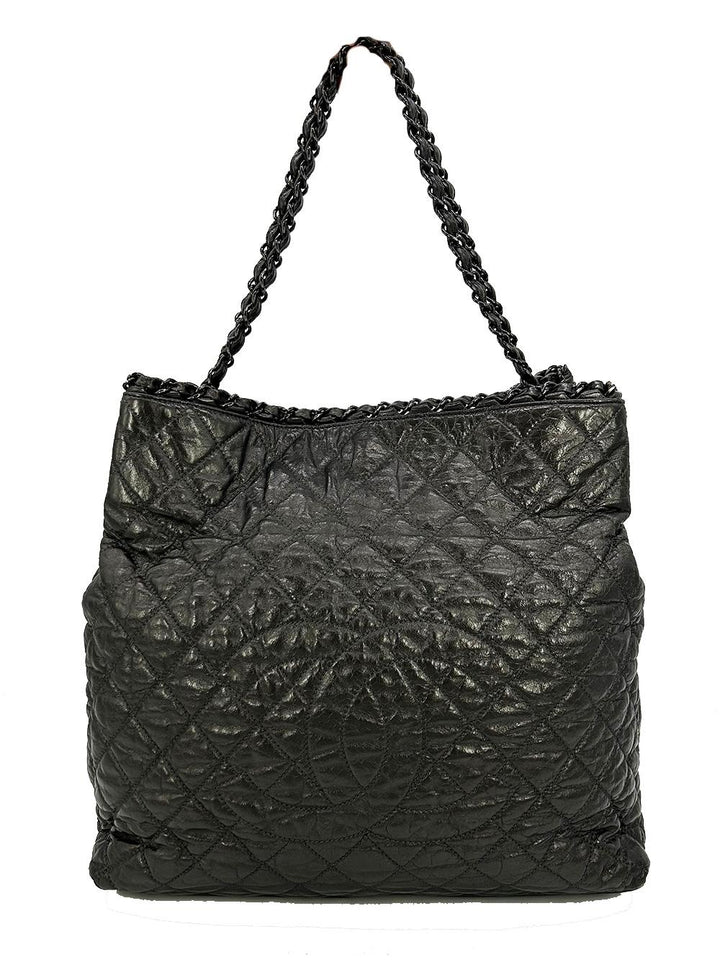 Top Quality Chanel Grey Metallic Leather Chain Me Shoulder Bag Tote