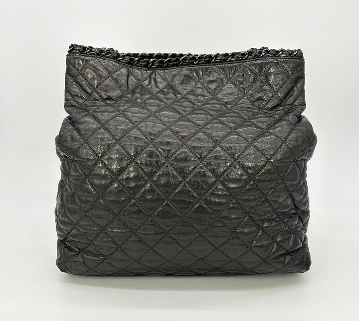 Top Quality Chanel Grey Metallic Leather Chain Me Shoulder Bag Tote