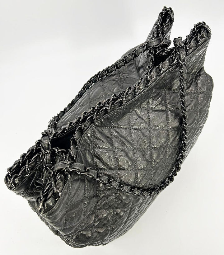 Top Quality Chanel Grey Metallic Leather Chain Me Shoulder Bag Tote