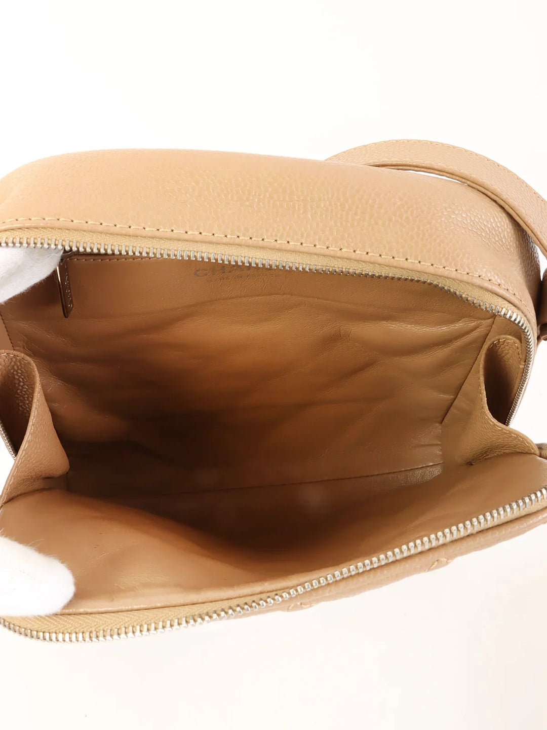 Chanel Around 2007 Made Caviar Skin Cc Mark Stitch Shoulder Bag Beige