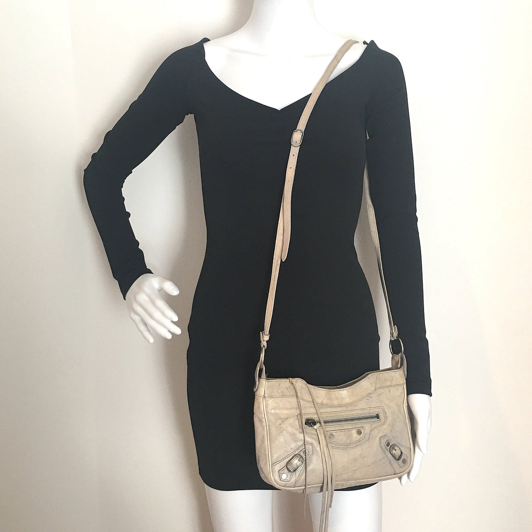 balenciaga Hip Crossbody Bag in Grey Leather