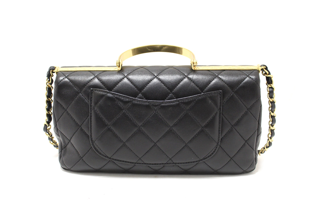 Top Quality Chanel Black Calfskin Leather Large Flap Bag with Handle