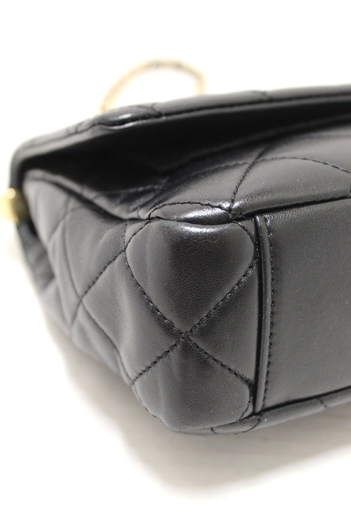 Top Quality Chanel Black Calfskin Leather Large Flap Bag with Handle