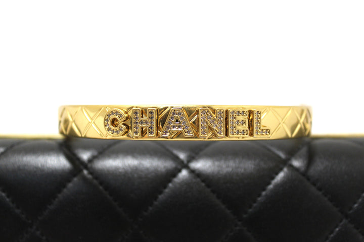 Top Quality Chanel Black Calfskin Leather Large Flap Bag with Handle