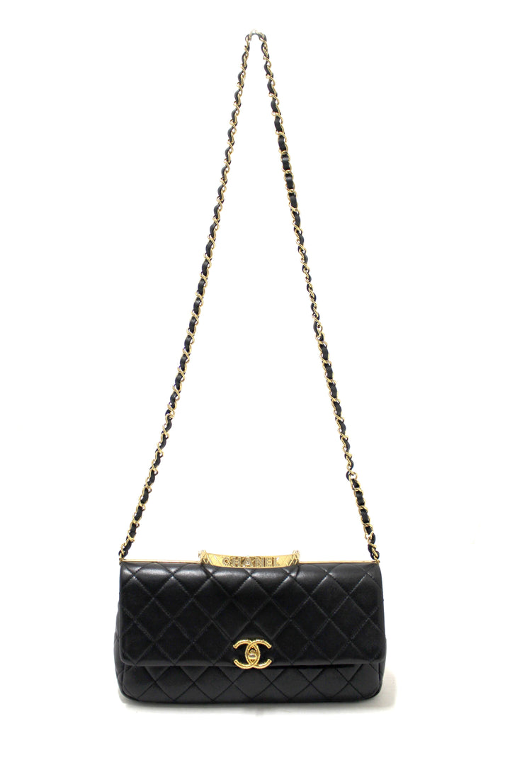 Top Quality Chanel Black Calfskin Leather Large Flap Bag with Handle