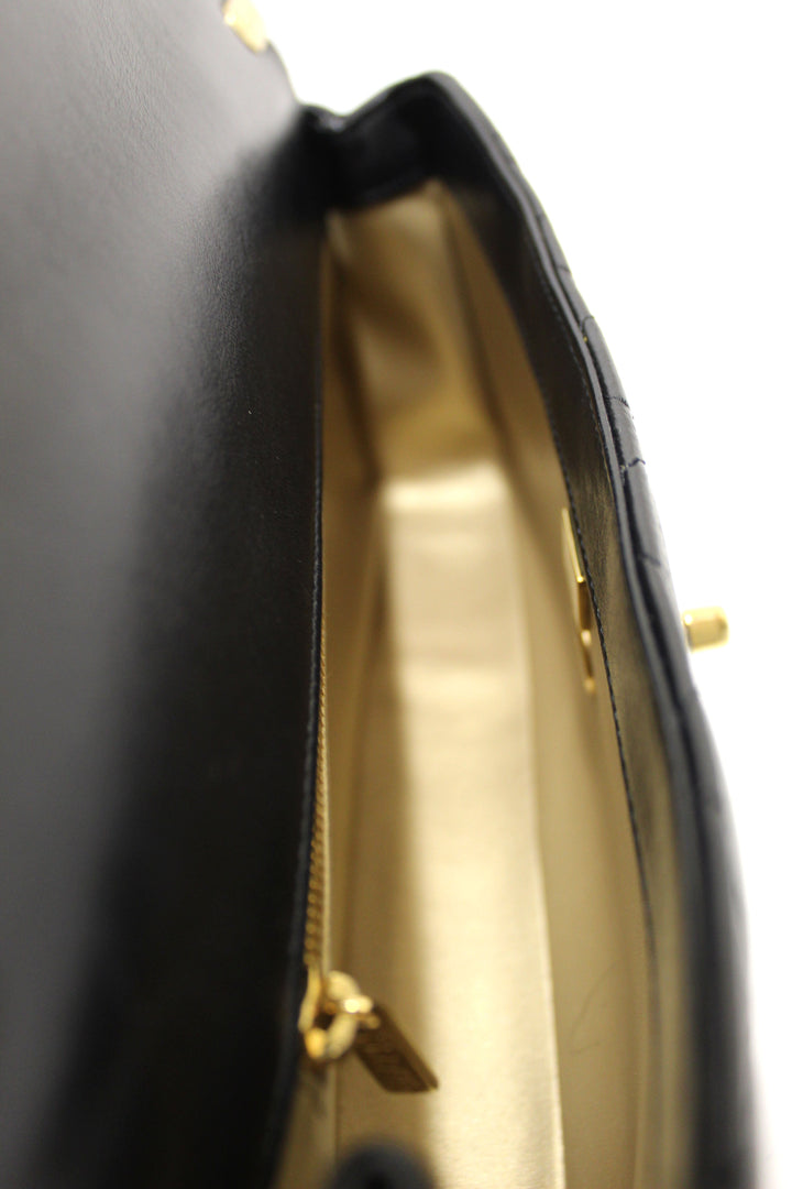 Top Quality Chanel Black Calfskin Leather Large Flap Bag with Handle