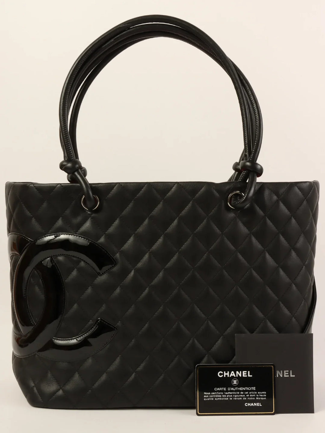 Chanel Around 2005 Made Cambon Tote Bag Black