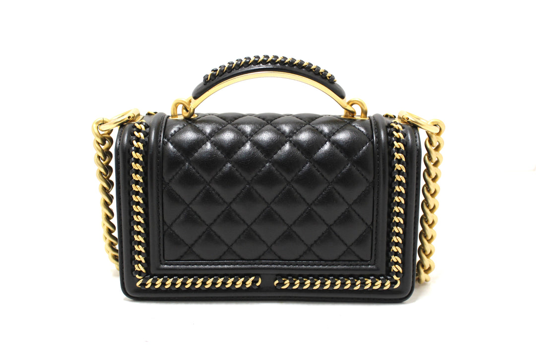Top Quality Chanel Black Calfskin Leather Boy Top Quality Chanel Flap Bag with Handle
