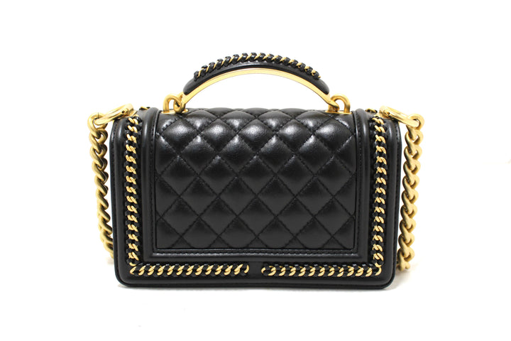 Top Quality Chanel Black Calfskin Leather Boy Top Quality Chanel Flap Bag with Handle