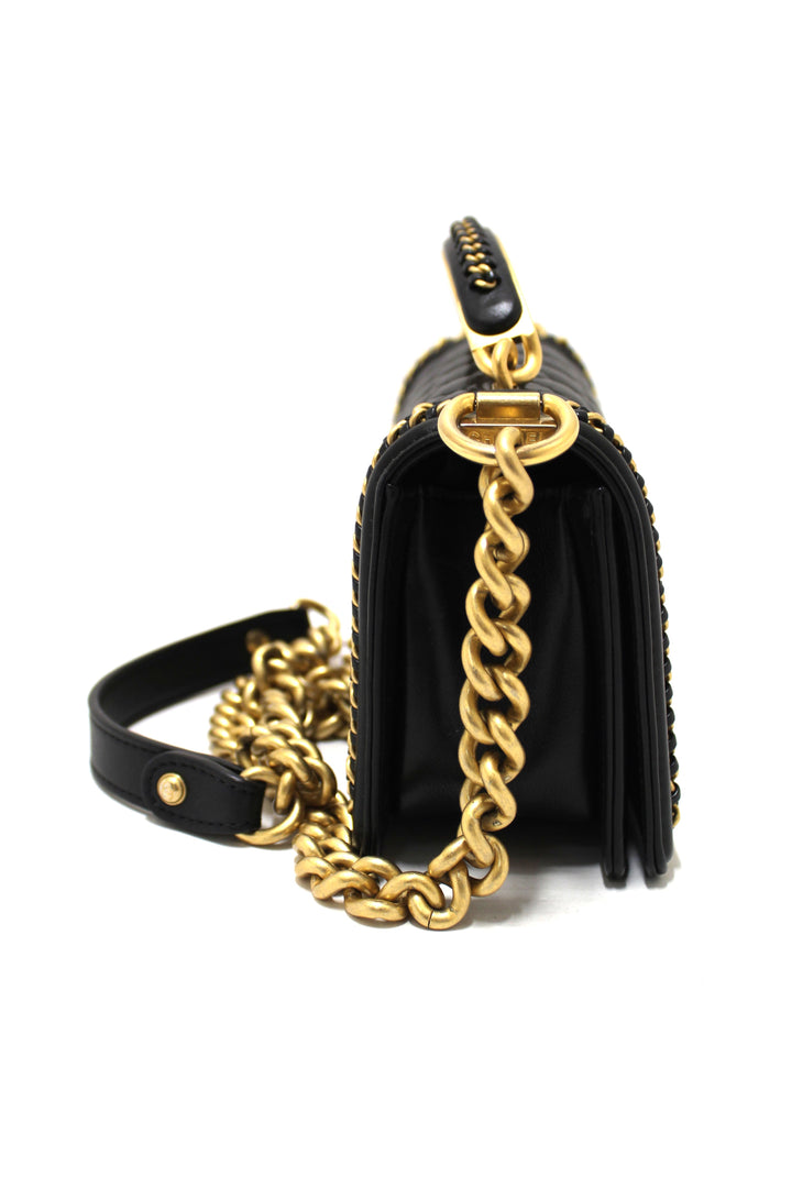 Top Quality Chanel Black Calfskin Leather Boy Top Quality Chanel Flap Bag with Handle