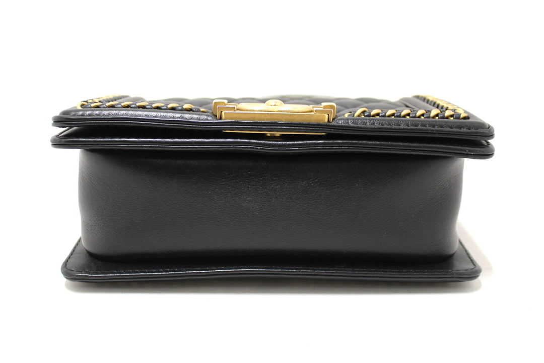 Top Quality Chanel Black Calfskin Leather Boy Top Quality Chanel Flap Bag with Handle