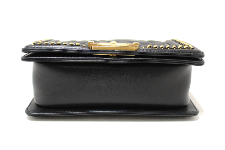 Top Quality Chanel Black Calfskin Leather Boy Top Quality Chanel Flap Bag with Handle