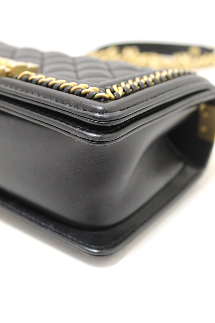 Top Quality Chanel Black Calfskin Leather Boy Top Quality Chanel Flap Bag with Handle
