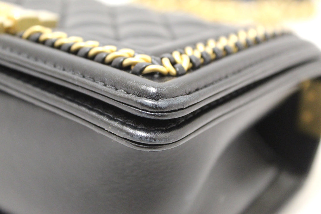 Top Quality Chanel Black Calfskin Leather Boy Top Quality Chanel Flap Bag with Handle