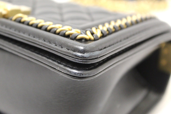 Top Quality Chanel Black Calfskin Leather Boy Top Quality Chanel Flap Bag with Handle