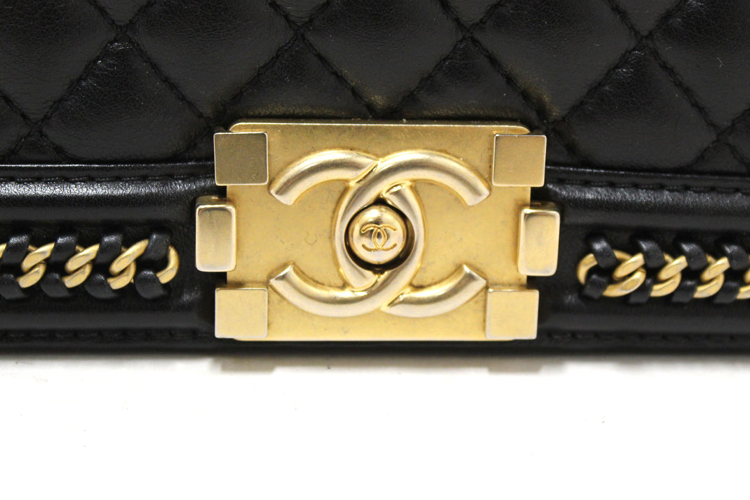 Top Quality Chanel Black Calfskin Leather Boy Top Quality Chanel Flap Bag with Handle