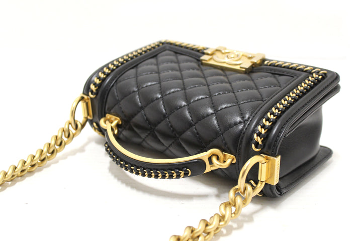 Top Quality Chanel Black Calfskin Leather Boy Top Quality Chanel Flap Bag with Handle