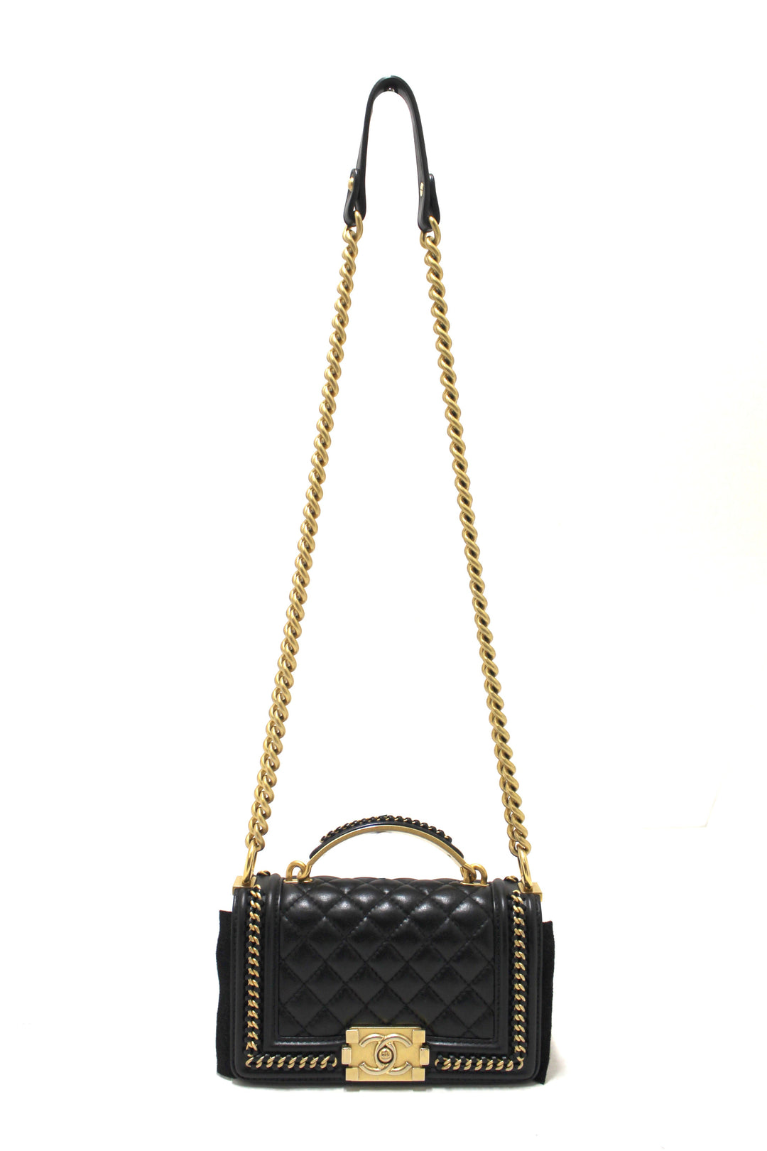 Top Quality Chanel Black Calfskin Leather Boy Top Quality Chanel Flap Bag with Handle