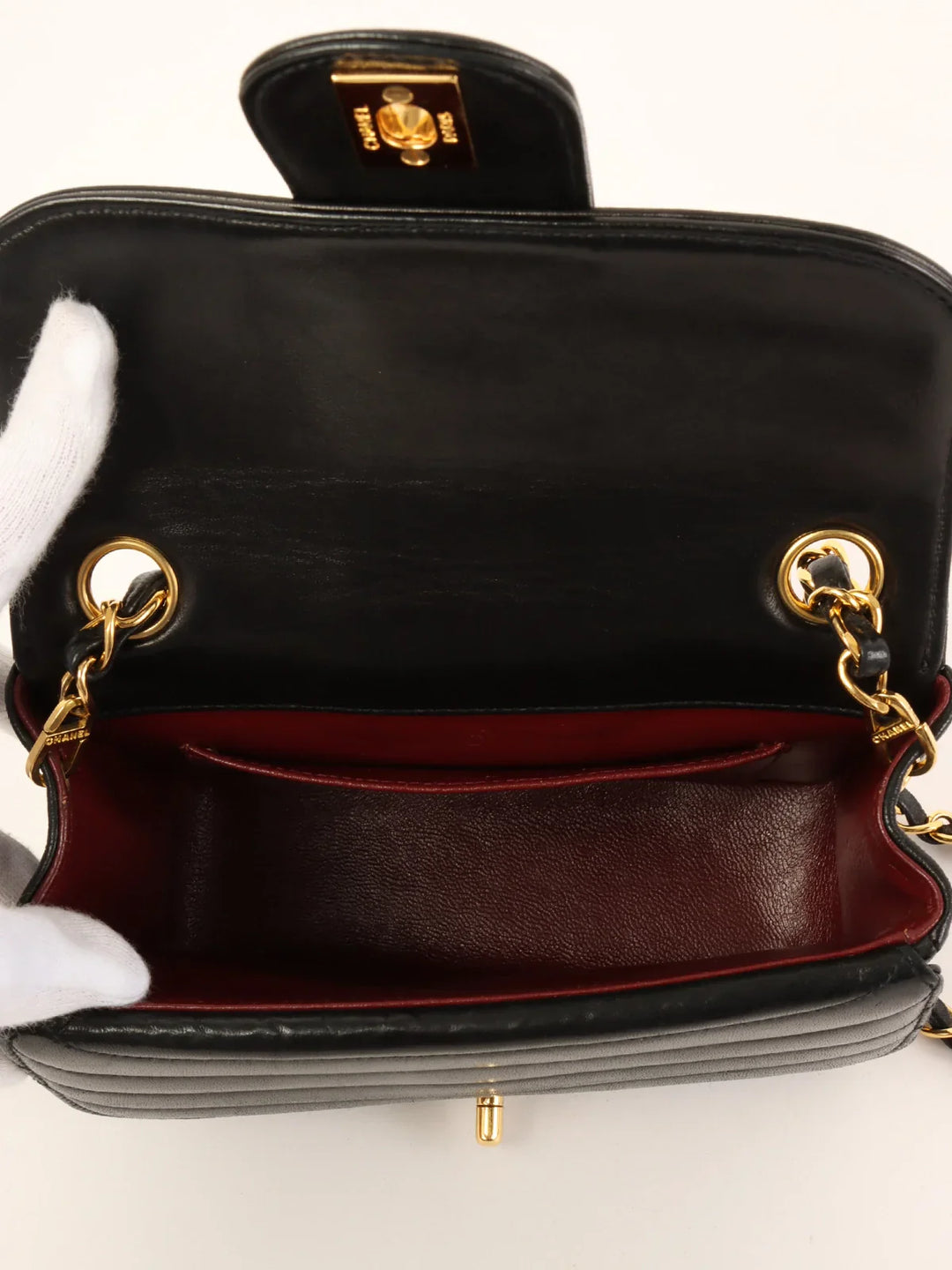Chanel Around 1992 Made Turn-Lock Shoulder Bag Mini Black